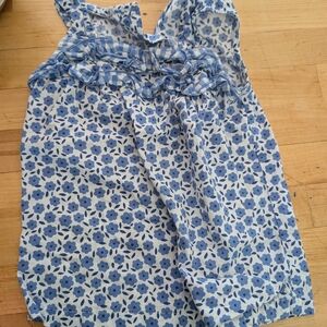 Blue and White Floral Sleeveless Dress